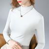 Semi-turtleneck Bottoming Shirt Women's New Women's Clothing Modal Long-sleeved T-shirt Warm Inside with Fleece Thickened Top