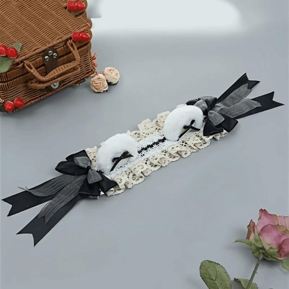 Big Bow Bear Ear Headband Fluffy Plush Cosplay Hair Accessory Lolita Headband Daily Dress-up
