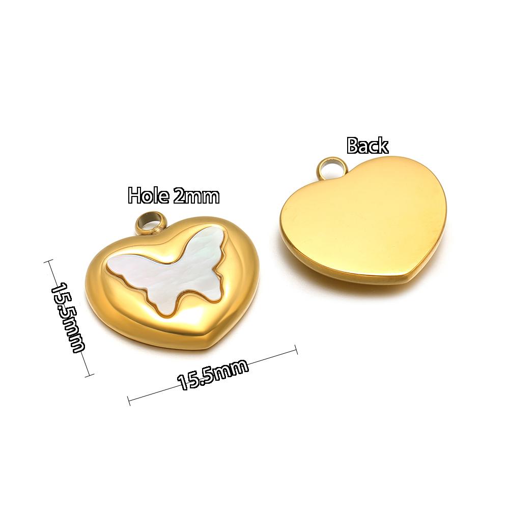 5pcs Stainless Steel Heart Shell Charms Butterfly Pendants for DIY Jewelry Supplies Women Necklace Findings Earrings Making