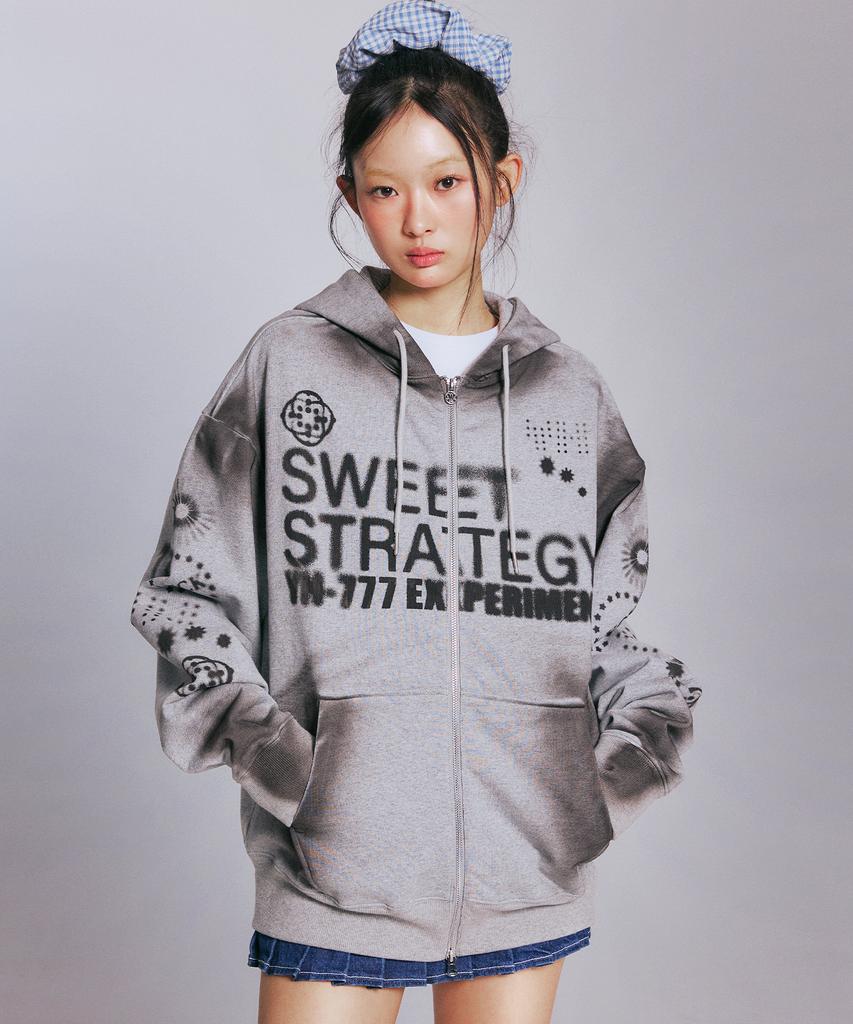 Худи на молнии Youhee Lucky Sweet Graphic_Меланжевый серый