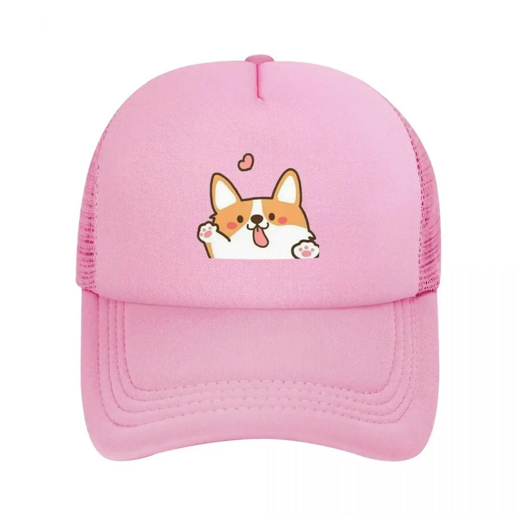 Cute Corgi Mesh Baseball Caps Snapback Fashion Baseball Hats Breathable Casual Casquette Outdoor For Unisexs And Womens