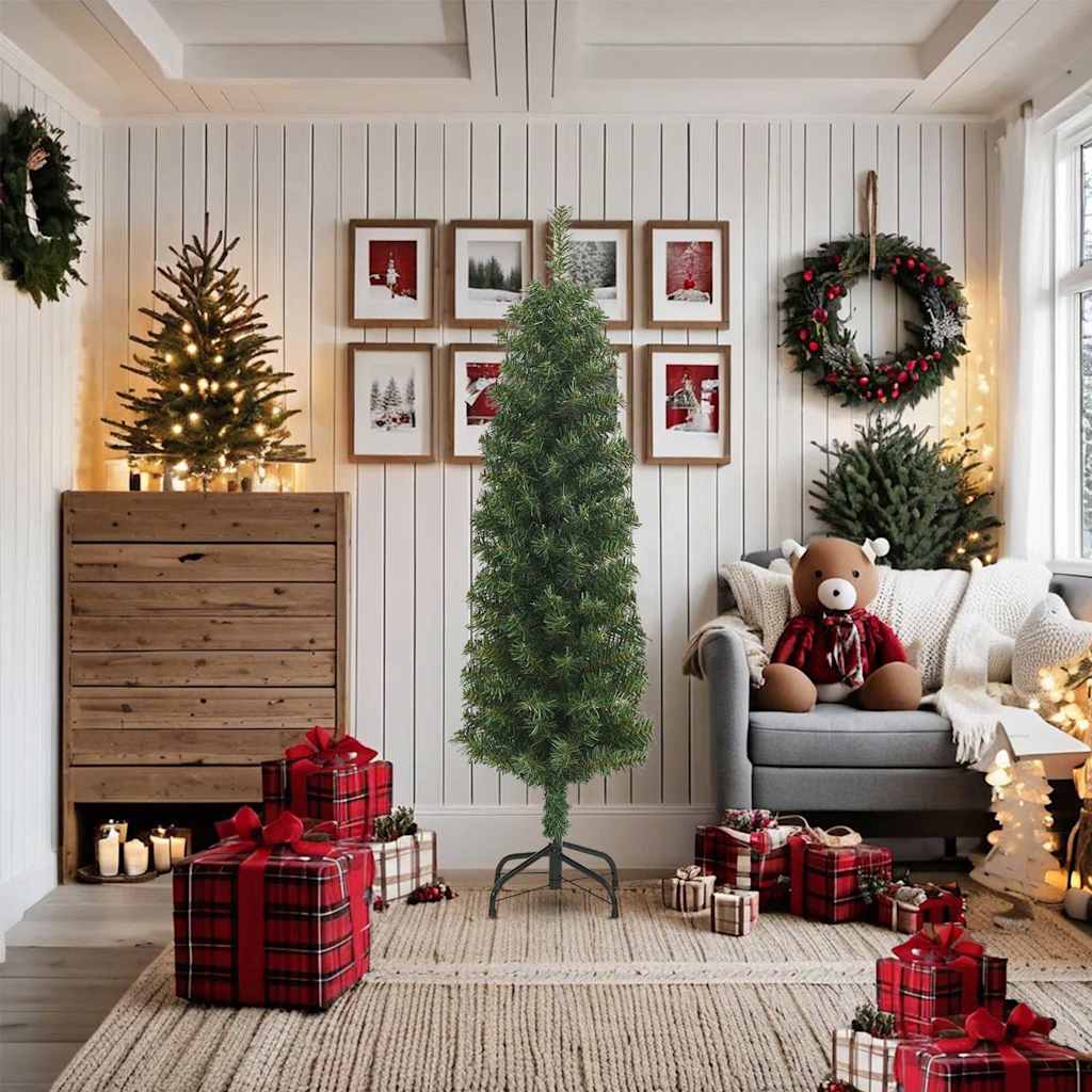Artificial Slim Christmas Tree with Stand Green 180 cm PVC