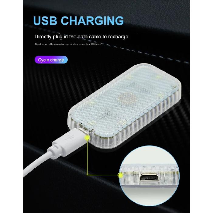 Portable Car Interior Dome Light Finger Touch Sensor Mini LED Reading Lamp Car Roof Magnets USB Charging Atmosphere Lamp