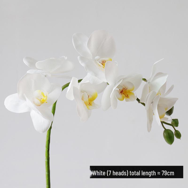 Elegant 7-Head Phalaenopsis Orchid Faux Flower in White and Pink for Living Room or Dining Table Decor