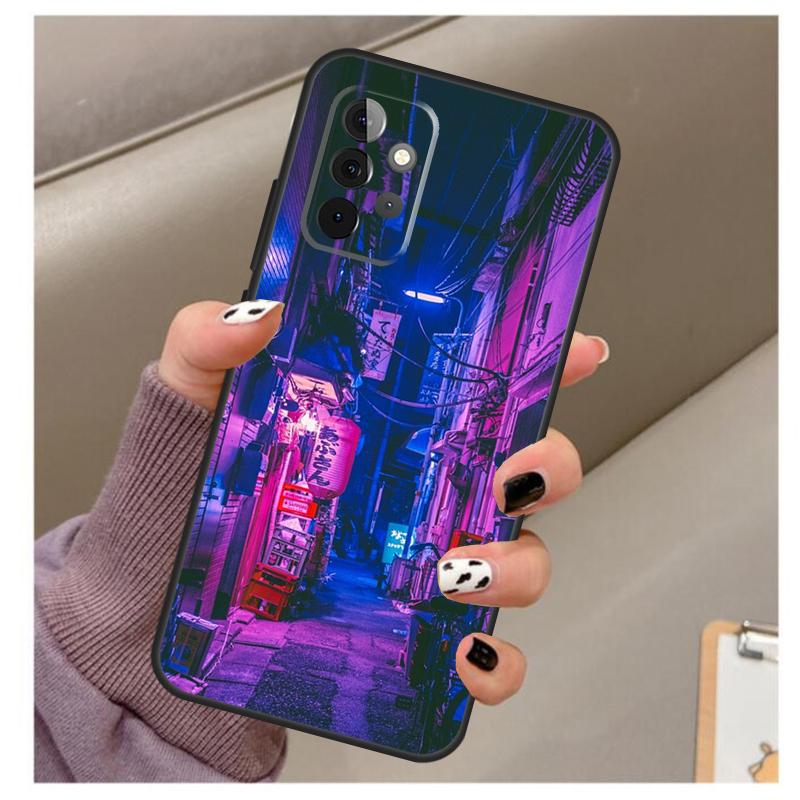 Японская эстетика ночного города Чехол Для Samsung Galaxy A54 A34 A24 A14 A53 A33 A23 A13 A52 A32 A22 A12 A71 A51 A15 A25