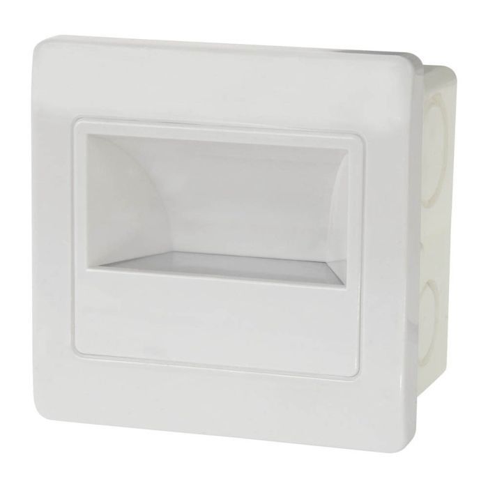 Applique LED mural carré blanc avec détecteur micro-ondes 2W (Eq. 16W) 4200K Dim. 86x86mm