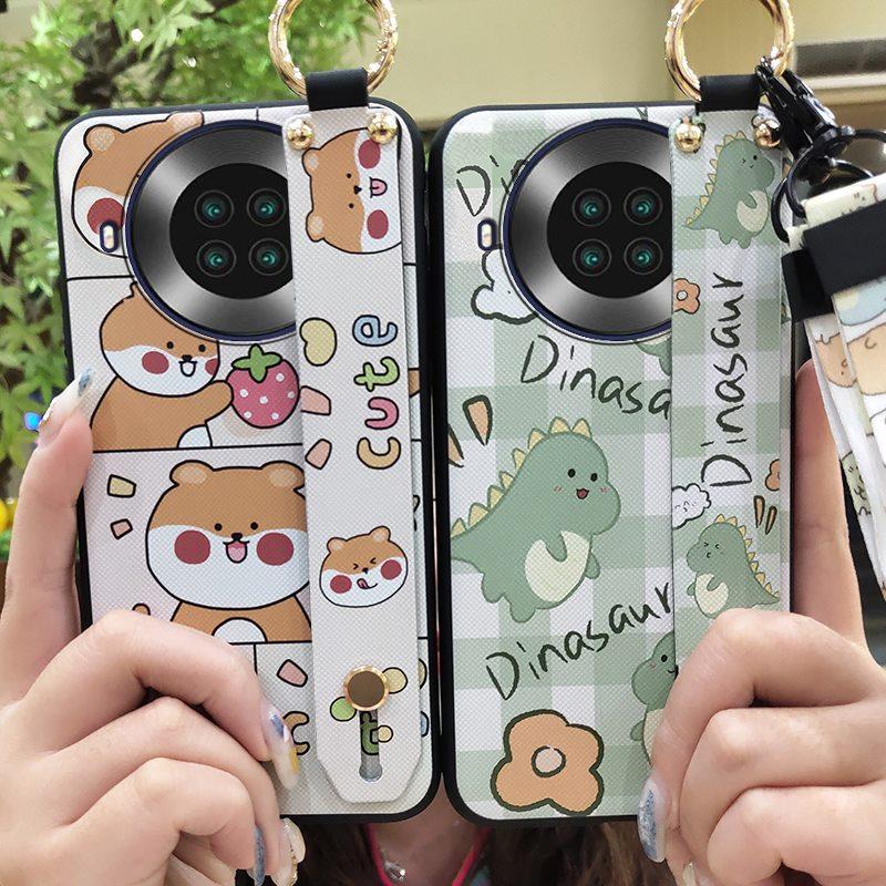 Fashion Design Cartoon Phone Case For Cubot Note20 Silicone Back Cover Wrist Strap Soft Case Waterproof Ring Anti-knock