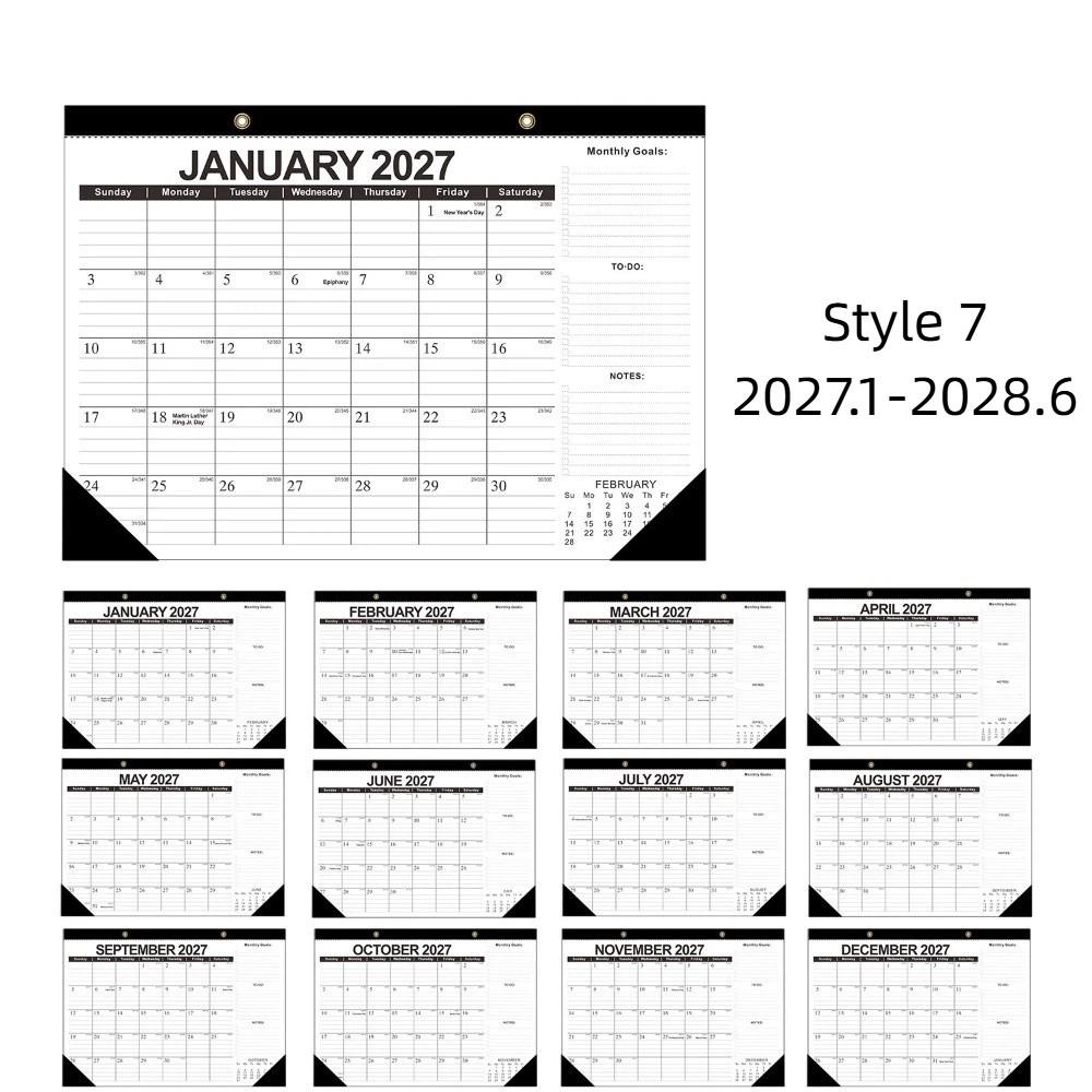 with Hanging Hole English Calendar 2027 Calendar Planner Agenda Planner Stationery Supplies