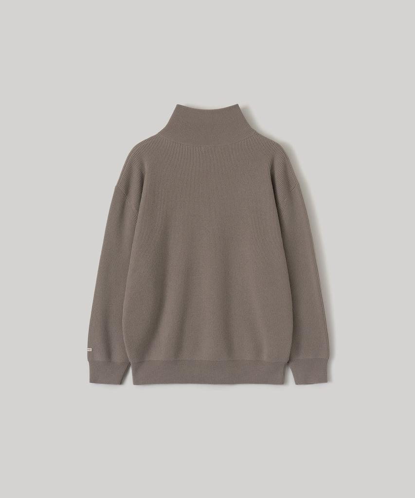ANOTHER OFFICE Volume Half Zip-Up Knit (Taupe)