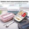 Ланч-бокс из нержавеющей стали с 3/4 отделениями, герметичный бенто-бокс с палочками для еды, ложкой, подставкой для мобильного телефона