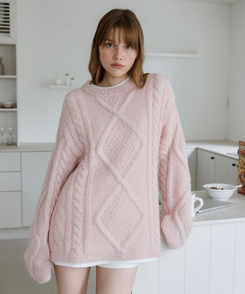 LETTERA Alpaca Wool Cable Knit_3Color