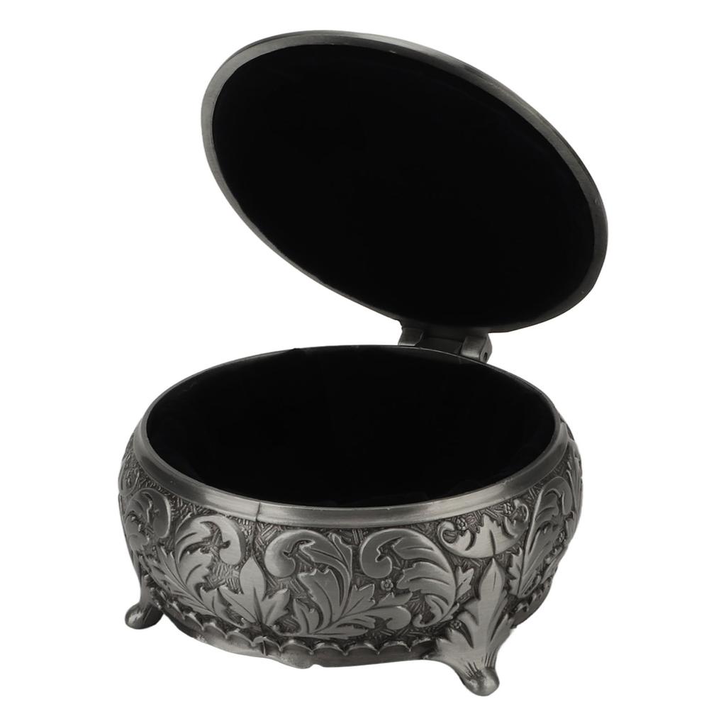 Винтажная шкатулка для украшений Сплав цинка Бархатная подкладка Прочная Не ржавеющая Тиснение розами Шкатулка для сокровищ для