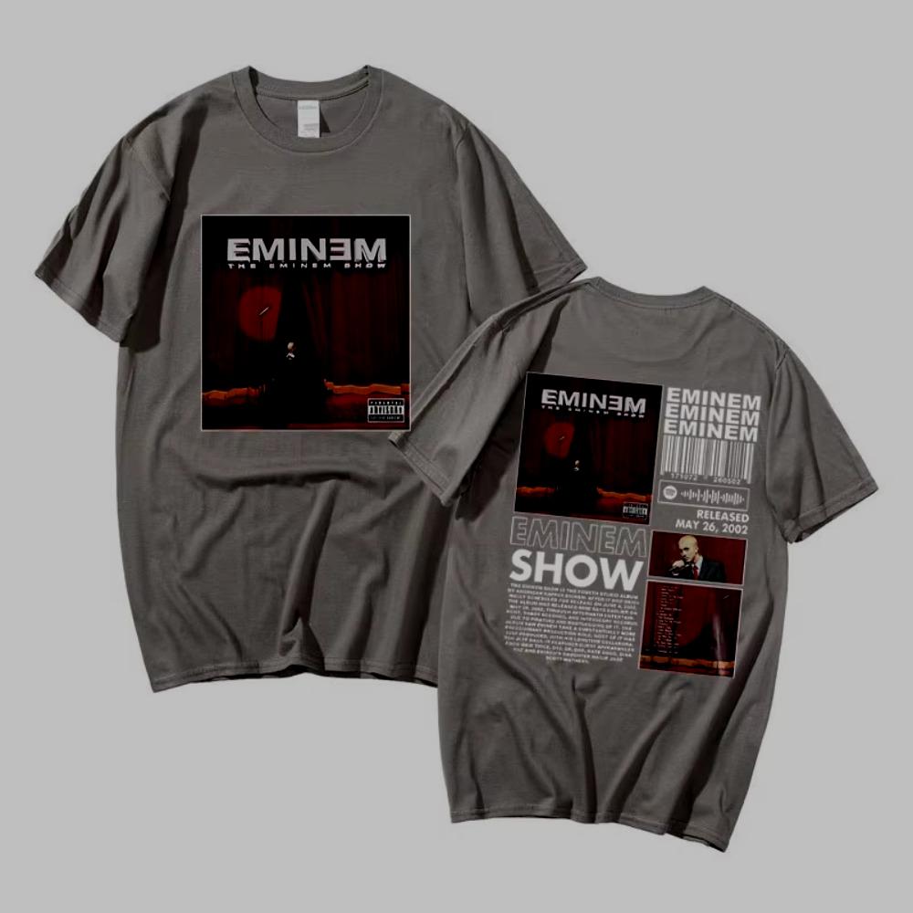 Футболка с принтом с обеих сторон Альбом рэпера The Eminem Show Мужская Хип-Хоп Оверсайз Футболки Женская Винтажный Стиль Уличная Одежда Футболка Лето