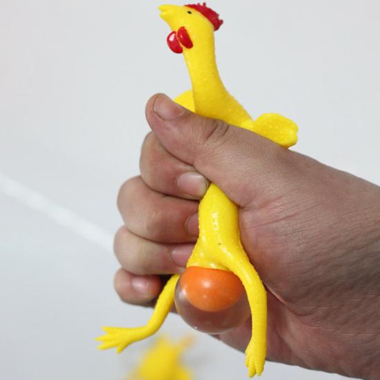 Funny Mini Chicken Keychain Soft Squeezable Toy Plastic Hen And Egg Stress Relief Toy Novelty Gag Gift for Kids And Adults