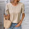 Women's Fashion Lace Short Sleeve T-Shirt Tops Summer Solid Color Round Neck Oversized Casual Shirts Female