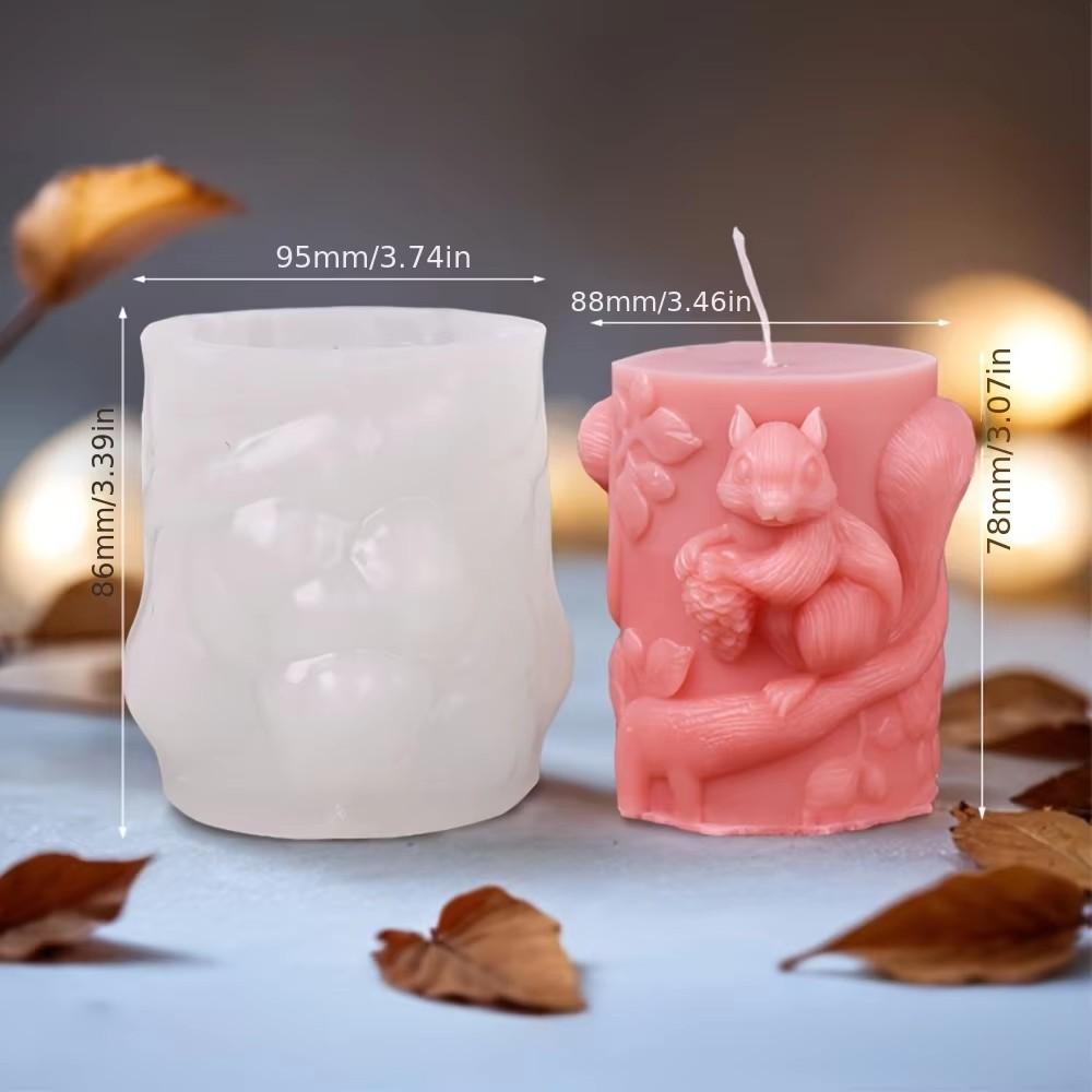 Koala Stump Shape Silicone Candle Molds Pinecone Squirrel Pillar Resin Making Animal Bear Gypsum Moulds Leaf Tree Cylinder Gifts