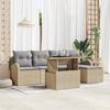 6-Piece Garden Sofa Set with Beige Cushions In Poly Rattan, 2-Seater Garden Sofa with Storage and 3357363