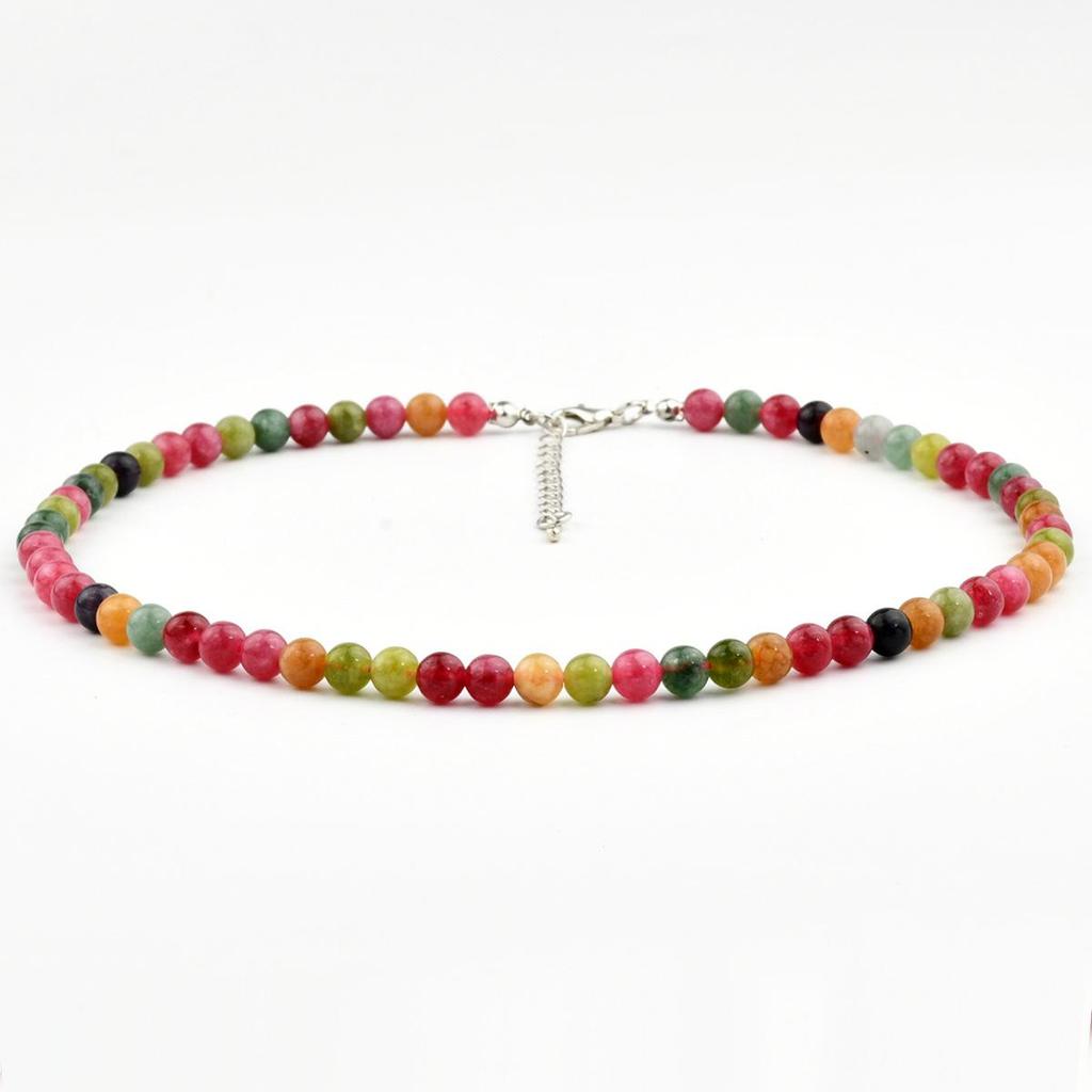 Retro Colorful Tourmaline Beaded Necklace for Women - Versatile High-End Vintage Choker