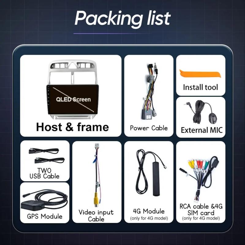 Android 14 Автомобильное радио для Peugeot 307 SW 2002 - 2013 Мультимедийный видеоплеер Навигация GPS 4G Carplay Авто Стерео RDS DVD WIFI