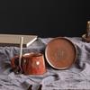 Ретро Керамический Набор Кружка с Блюдцем Креативная Офисная Грубая Керамическая Чашка Японская Печь Кофейная Чашка Для Послеобеденного Чая Обязательно