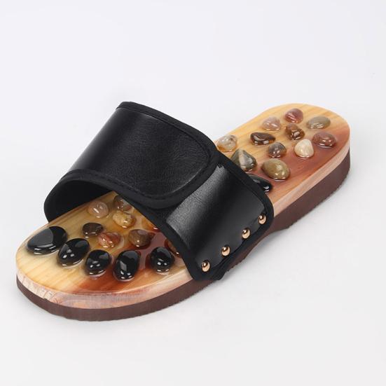 1 пара массажных тапочек с регулируемым ремешком, дизайн для снятия усталости, галька, акупрессура, массажер для ног, обувь для мужчин и женщин