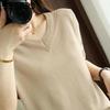 Women's Ice Silk Knitted T-shirt Hollow Out Color Blocked Knitted Shirt Loose Western Style Top