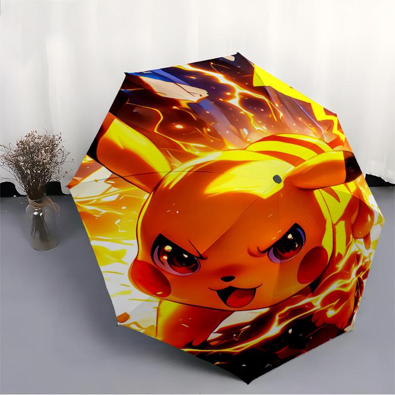 1pc Pikachu Automatic Folding Umbrella - Compact 8-Rib Design, Durable Plastic & Iron, Perfect Gift for Friends & Family, yy250923052