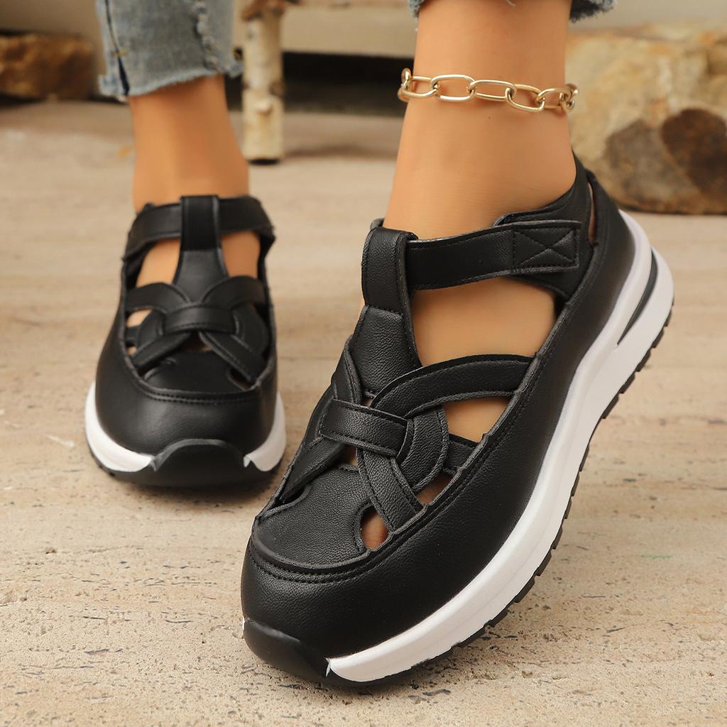 Летние новые сандалии на покатом каблуке с открытым носком, дышащие женские босоножки с застежкой-молнией, импортные, большого размера, с толстой подошвой, женская обувь на липучке