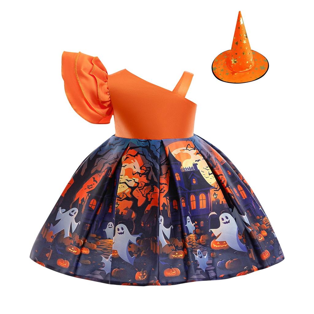 Halloween Baby Girls Dress Printed Dress Witch Role Play Cosplay Costume Masquerade Costume
