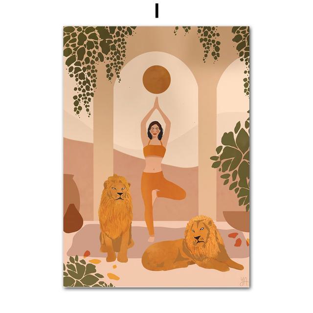 Tropical Girl Book Flower Cheetah Boho Nordic Posters And Prints Wall Art Canvas Painting Wall Pictures For Living Room Decor No Frame