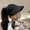 Foldable Wide Brim Ponytail Sun Hat Drawstring Adjustable Caps Women Empty Top Beach Hat Summer Quick-dry Visor Fisherman Cap