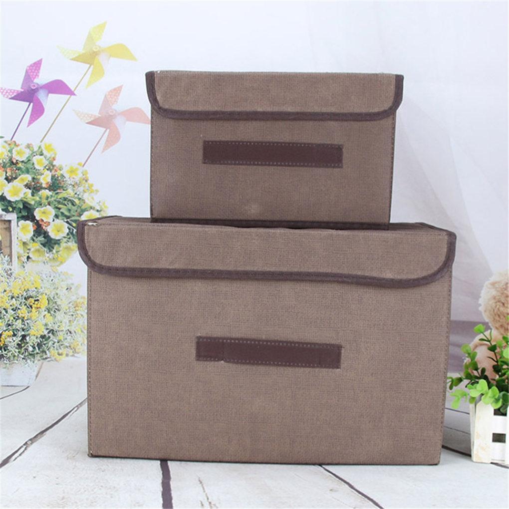 2 шт. складной ящик для хранения нетканый прямоугольный тканевый корзина для одежды игрушки контейнер с крышкой