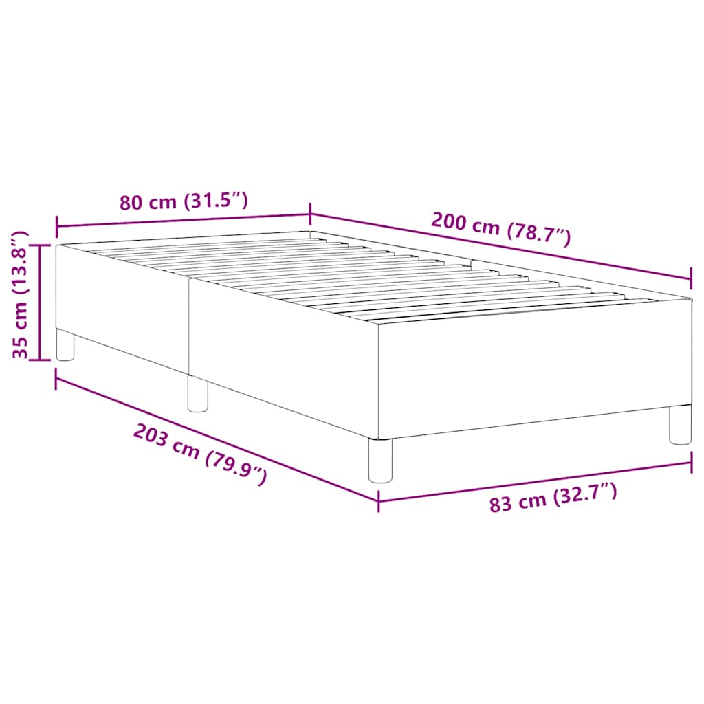 Box Spring Bed Dark Gray 80 x 200 cm Corduroy Fabric