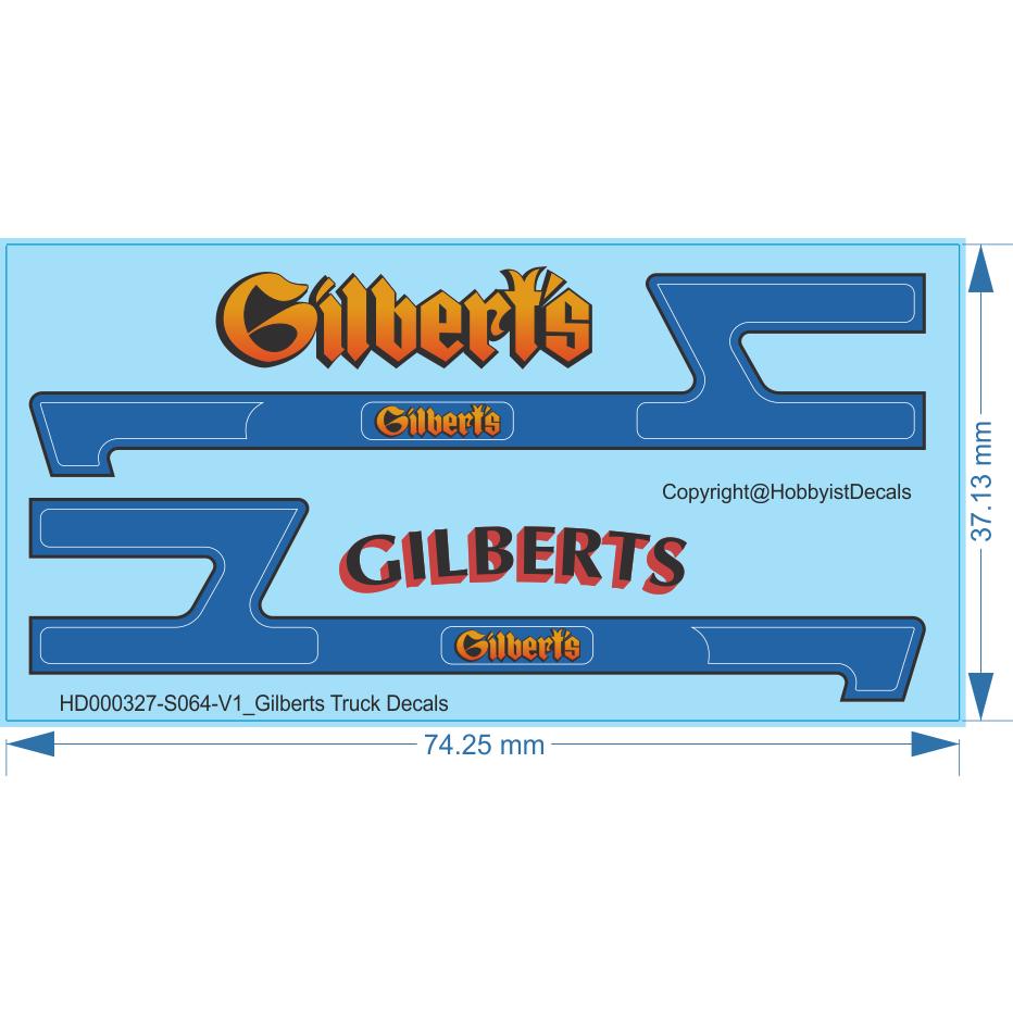 Gilberts Truck & Trailer Decals - 1/24, 1/25, 1/50, 1/64