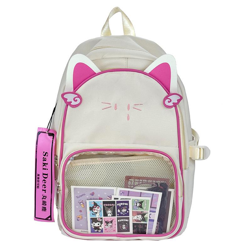 Школьная сумка большой вместимости школьная сумка женская ученики средней школы рюкзак с котенком студент японская сумка для боли ins стиль прозрачный рюкзак модный
