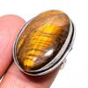 Кольцо из серебра 925 пробы с натуральным тигровым глазом, размер 7, u1N05