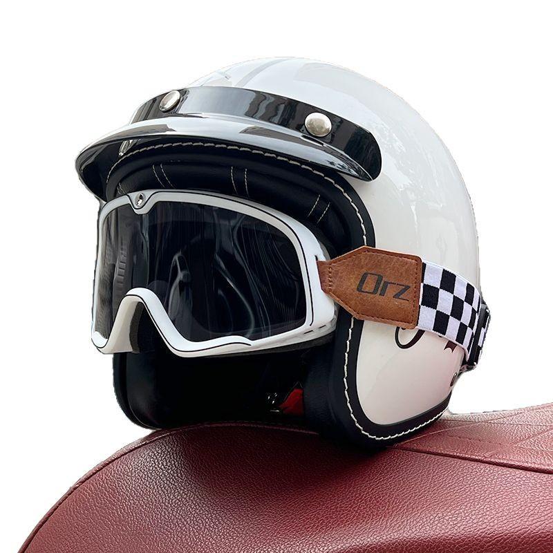 Retro Motorcycle Helmet Men's and Women's Electric Vehicle Scooter 3/4 Half Helmet
