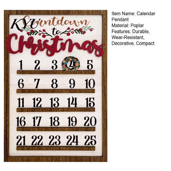 Creative Gift for Friends Wooden Christmas Countdown Calendar, 25 Days Advent Calendar Sign with Sturdy Garden Hanging Movable Wreath Marker,
