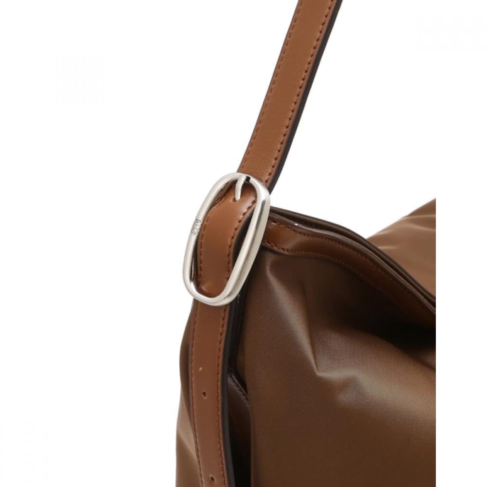 DakS Women S Brown Cowhide CoLor Matching Soft NyLon ShouLder croSSbody Bag L Dc
