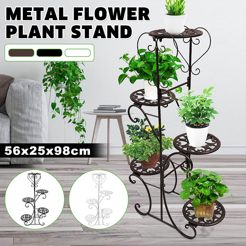 5 Металлических Полок с Пятнами Подставка для Цветочных Горшков Растений Внутри / Снаружи Дисплей Садовая Цветочная Патио Растение Стойка Черный / Белый / Коричневый Новый