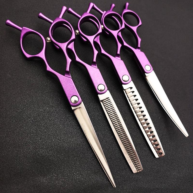 6.5INCHlightweight and curved color pet grooming scissor set, straight , fine-tooth , fishbone , trimming hair of cats and dogs