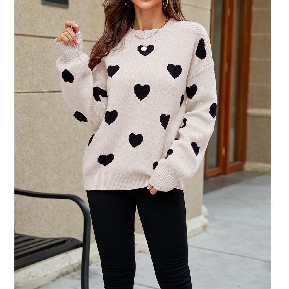 Winter Love Pullover Women's Knitted Sweater Women's Plus Size Loose Sweater Women