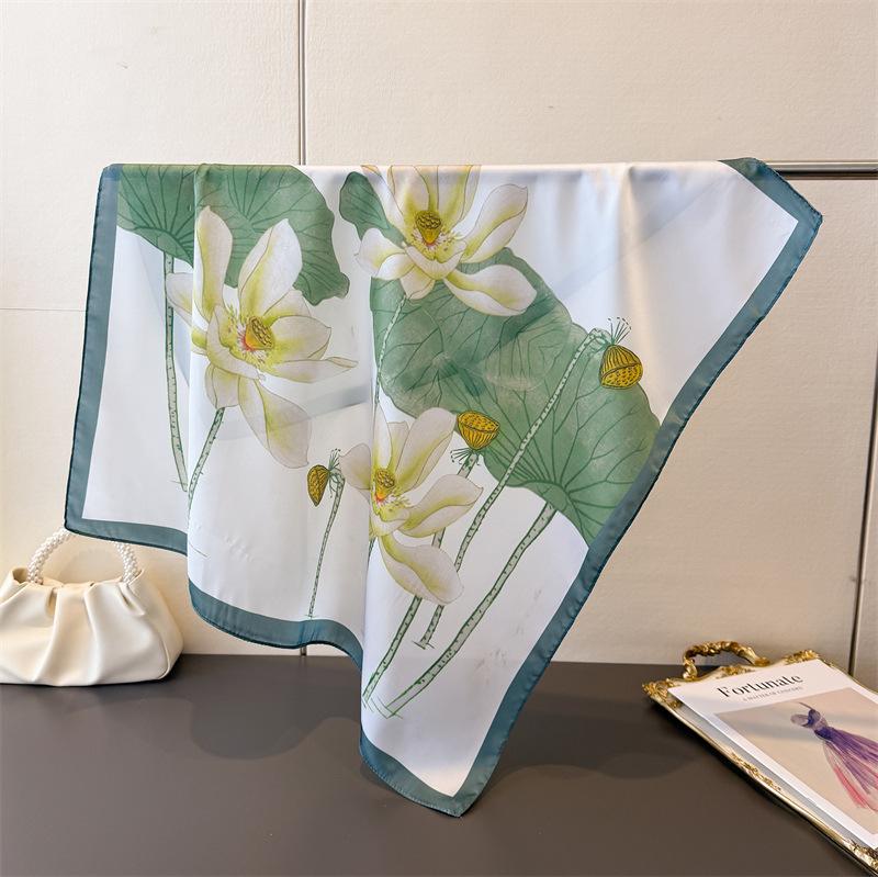 Spring and floral print silk 70cm square scarf shawl versatile high-end tie scarf neck kerchief women's scarf shawl