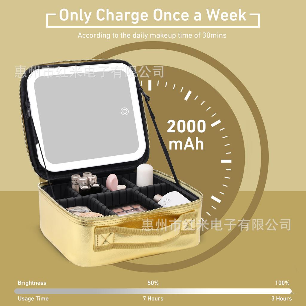 Новая умная косметичка со светодиодной подсветкой и большим зеркалом, водонепроницаемый дорожный косметичка из искусственной кожи для женщин