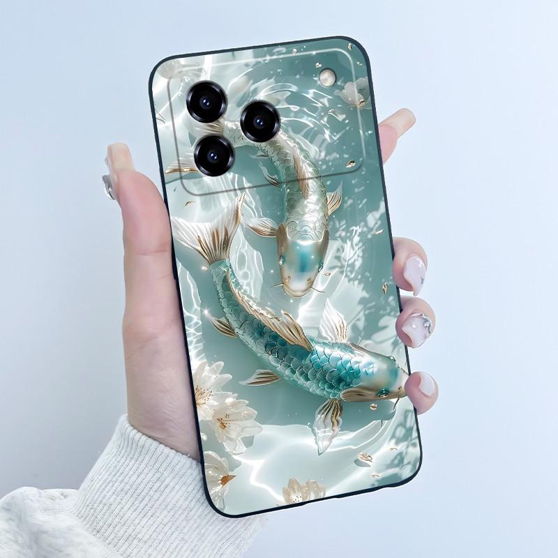 Чехол для ZTE Blade A76 4G /ZTE Blade A36 Милый Заяц с Сердечком Мультяшный Черный Мягкий Силикон Защитная Крышка Для Корпуса Телефона ZTE A76 A36