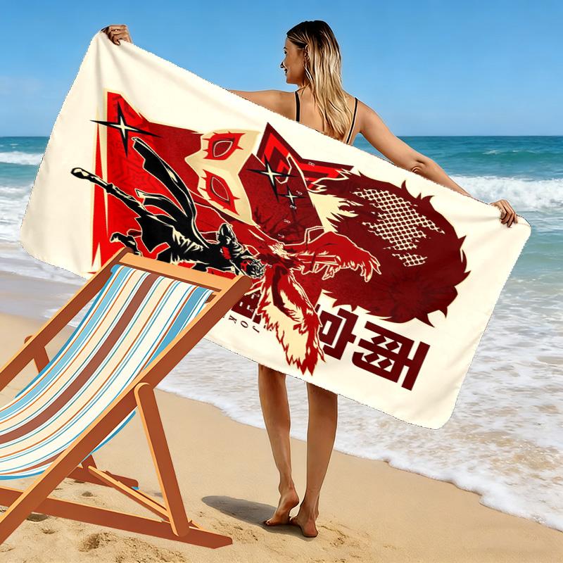 Persona 5 2D Flat Print Beach Towel, Large Soft Quick Dry Towel for Beach Camping SwimmingXSTJ0915456