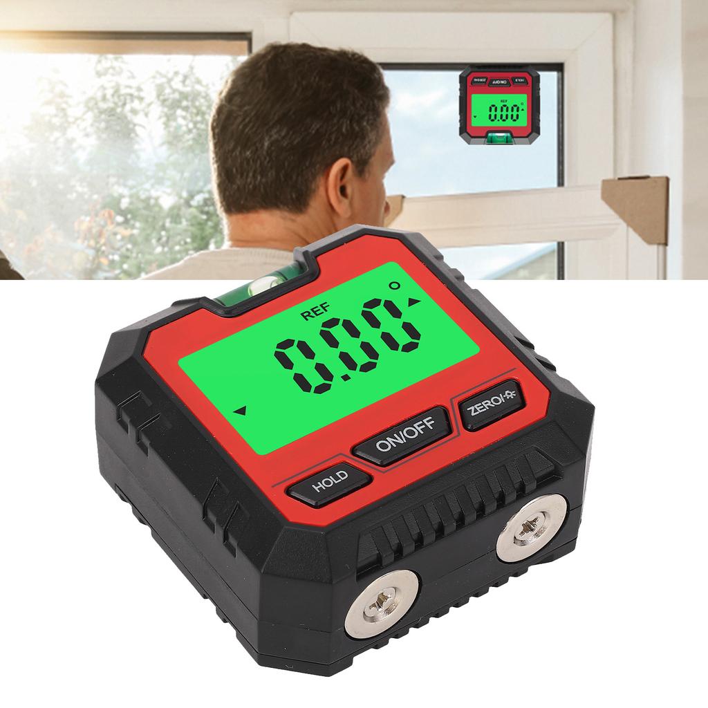 Digital Box Backlit LCD Display Magnetic Base 4 X 90 degrees Angle Gauge Meter Finder Protractor for Automotive Motorcycle