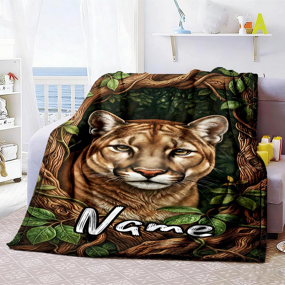 Forest Leopard Home Customize Your Name Blankets Comfortable Soft Lightweight Allseason Multipurpose Blanket For Picnics Sofas Offices Beds Living