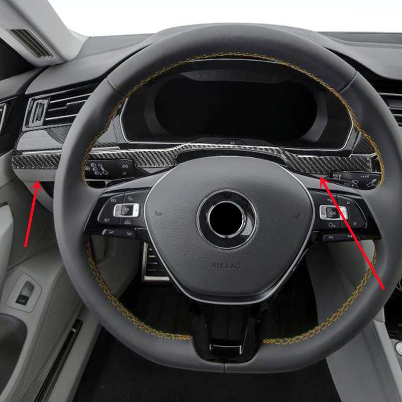 Carbon Fiber Car Interior Moulding Decoration Sticker For Volkswagen VW Magotan Arteon Dashboard Center Control Panel Cover