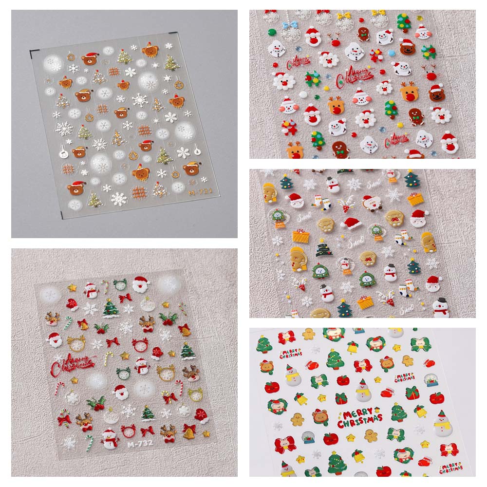 Cartoon Christmas Nail Decals Santa Claus Xmas Nail Decorations Christmas Nail Stickers  Winter
